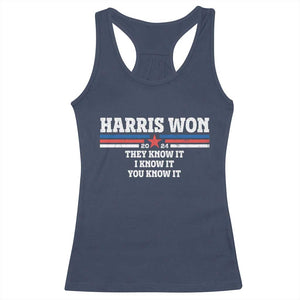 Harris Won 2024 Racerback Tank Top They I And You Know It US Election TS11 Navy Print Your Wear
