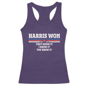 Harris Won 2024 Racerback Tank Top They I And You Know It US Election TS11 Purple Print Your Wear