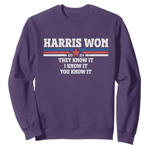 Harris Won 2024 Sweatshirt They I And You Know It US Election TS11 Purple Print Your Wear