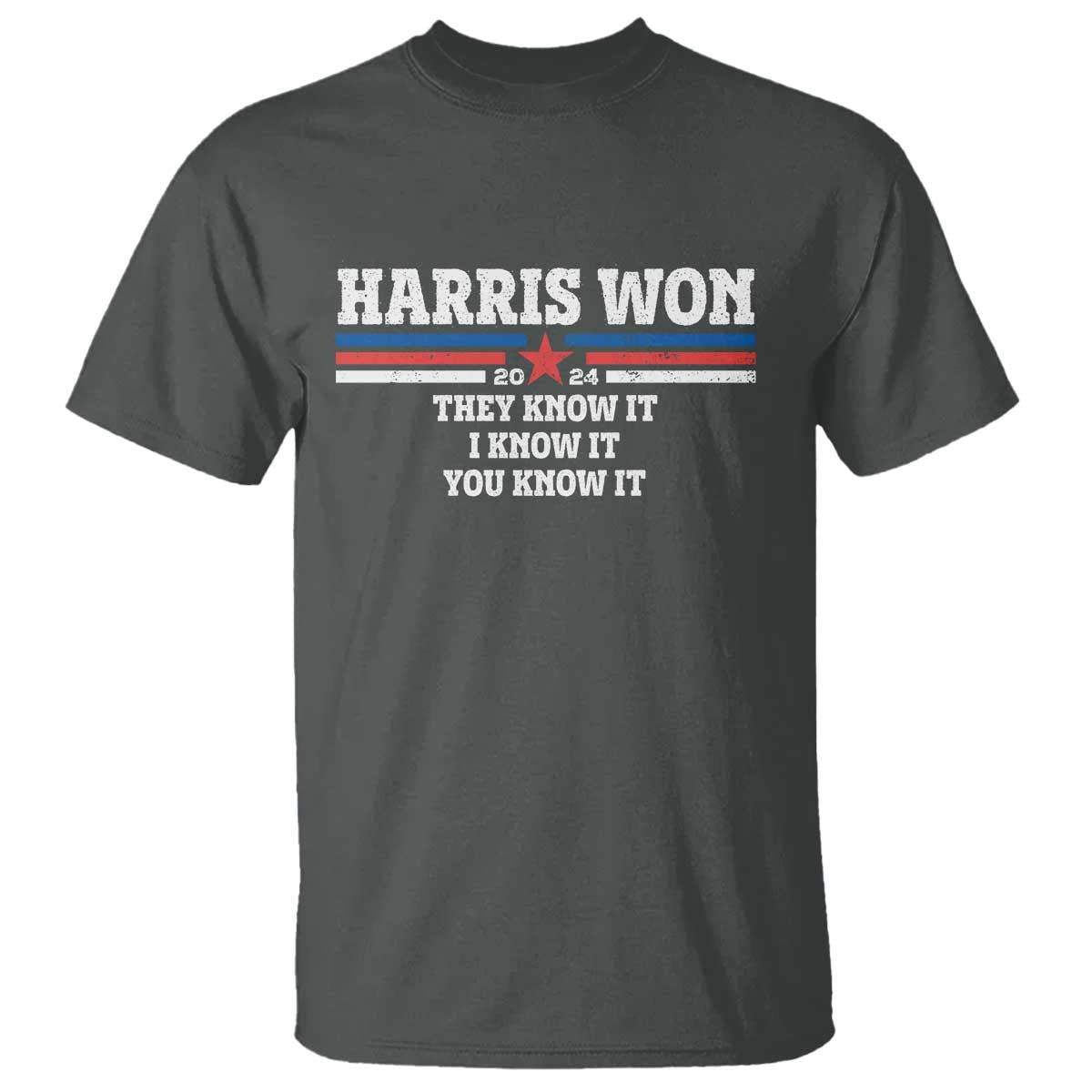 Harris Won 2024 T Shirt They I And You Know It US Election TS11 Dark Heather Print Your Wear