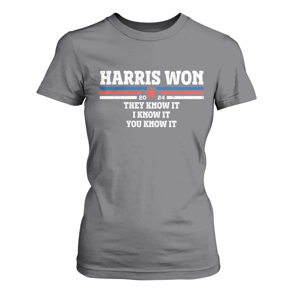 Harris Won 2024 T Shirt For Women They I And You Know It US Election TS11 Charcoal Print Your Wear