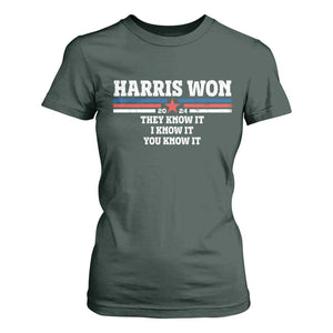 Harris Won 2024 T Shirt For Women They I And You Know It US Election TS11 Dark Forest Green Print Your Wear