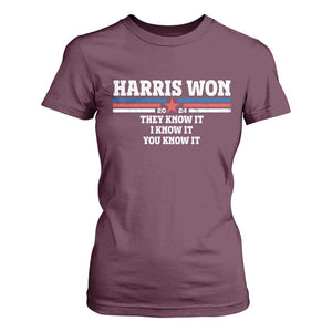 Harris Won 2024 T Shirt For Women They I And You Know It US Election TS11 Maroon Print Your Wear