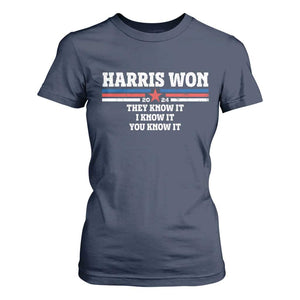 Harris Won 2024 T Shirt For Women They I And You Know It US Election TS11 Navy Print Your Wear