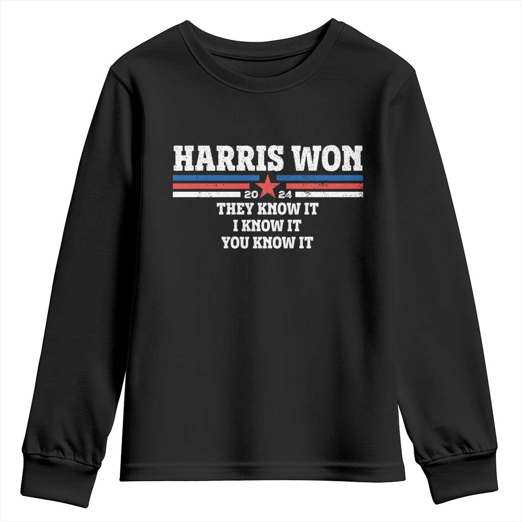 Harris Won 2024 Youth Sweatshirt They I And You Know It US Election TS11 Black Print Your Wear