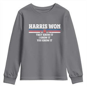 Harris Won 2024 Youth Sweatshirt They I And You Know It US Election TS11 Charcoal Print Your Wear