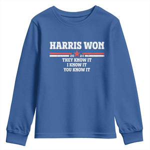 Harris Won 2024 Youth Sweatshirt They I And You Know It US Election TS11 Royal Blue Print Your Wear