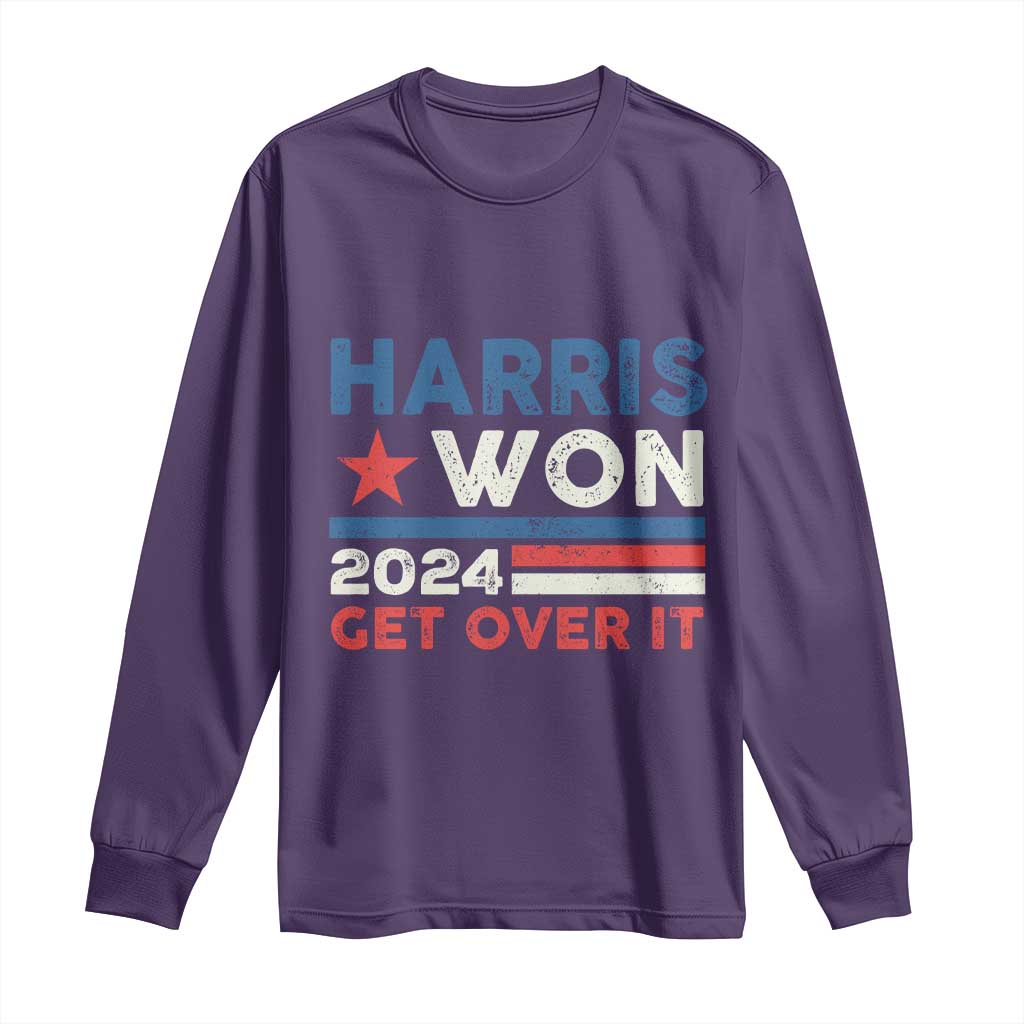 Harris Won 2024 Get Over It Long Sleeve Shirt Presidential Election TS11 Purple Print Your Wear