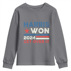 Harris Won 2024 Get Over It Youth Sweatshirt Presidential Election TS11 Charcoal Print Your Wear