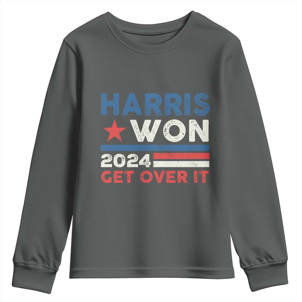 Harris Won 2024 Get Over It Youth Sweatshirt Presidential Election TS11 Dark Heather Print Your Wear
