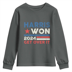 Harris Won 2024 Get Over It Youth Sweatshirt Presidential Election TS11 Dark Heather Print Your Wear