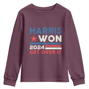 Harris Won 2024 Get Over It Youth Sweatshirt Presidential Election TS11 Maroon Print Your Wear