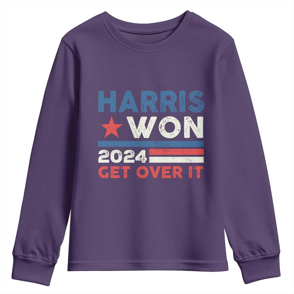 Harris Won 2024 Get Over It Youth Sweatshirt Presidential Election TS11 Purple Print Your Wear
