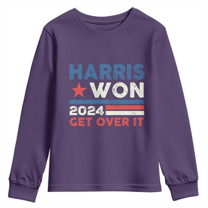 Harris Won 2024 Get Over It Youth Sweatshirt Presidential Election TS11 Purple Print Your Wear