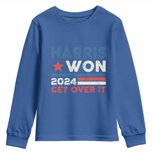 Harris Won 2024 Get Over It Youth Sweatshirt Presidential Election TS11 Royal Blue Print Your Wear