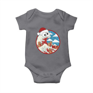 Funny Christmas Baby Onesie Santa Tsunami Is Eating Ginger Bread Xmas TS11 Charcoal Print Your Wear