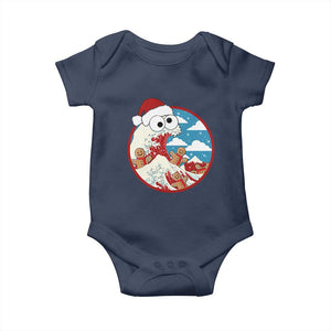 Funny Christmas Baby Onesie Santa Tsunami Is Eating Ginger Bread Xmas TS11 Navy Print Your Wear