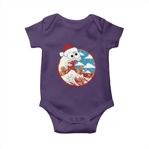 Funny Christmas Baby Onesie Santa Tsunami Is Eating Ginger Bread Xmas TS11 Purple Print Your Wear
