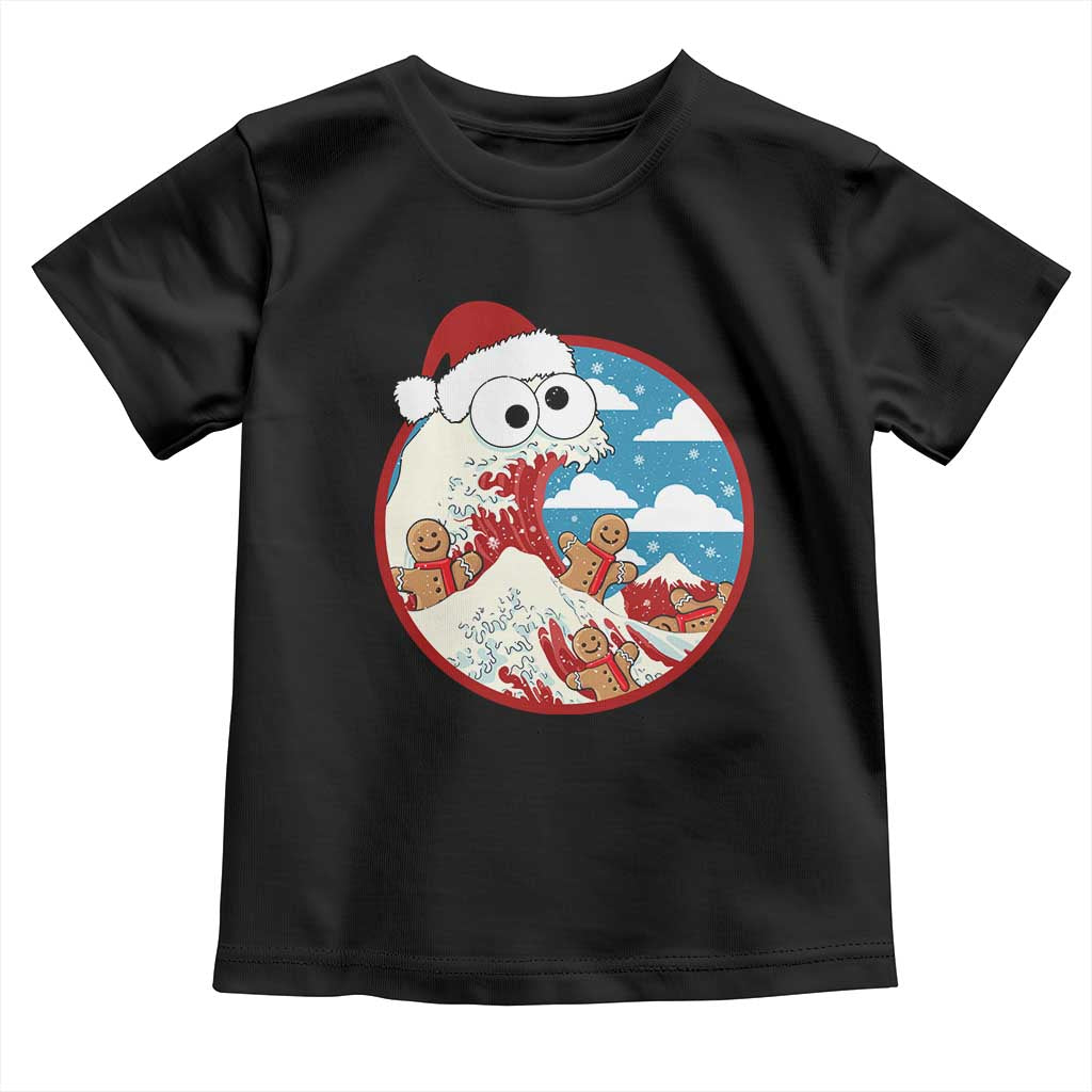 Funny Christmas Baby Shirt Santa Tsunami Is Eating Ginger Bread Xmas TS11 Black Print Your Wear