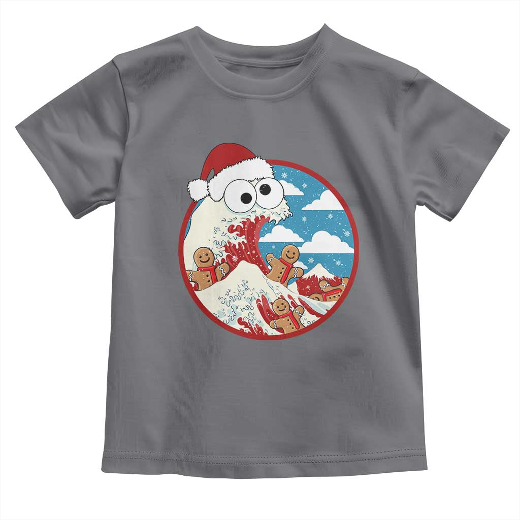 Funny Christmas Baby Shirt Santa Tsunami Is Eating Ginger Bread Xmas TS11 Charcoal Print Your Wear