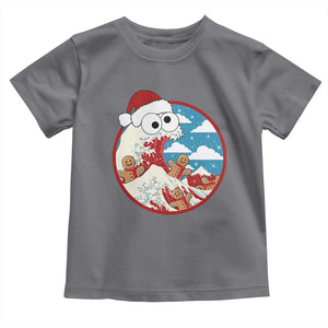 Funny Christmas Baby Shirt Santa Tsunami Is Eating Ginger Bread Xmas TS11 Charcoal Print Your Wear