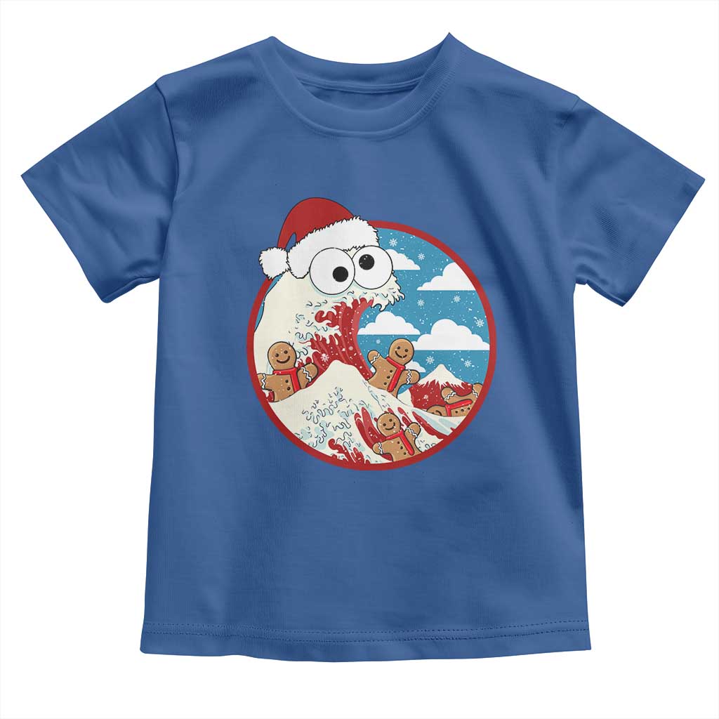 Funny Christmas Baby Shirt Santa Tsunami Is Eating Ginger Bread Xmas TS11 Royal Blue Print Your Wear