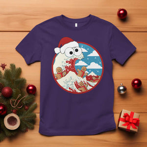 Funny Christmas T Shirt Santa Tsunami Is Eating Ginger Bread Xmas TS11 Purple Print Your Wear