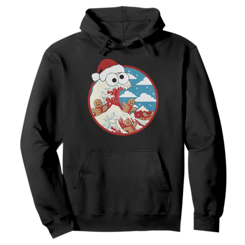 Funny Christmas Hoodie Santa Tsunami Is Eating Ginger Bread Xmas TS11 Black Print Your Wear