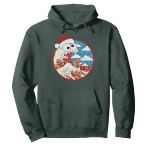 Funny Christmas Hoodie Santa Tsunami Is Eating Ginger Bread Xmas TS11 Dark Forest Green Print Your Wear