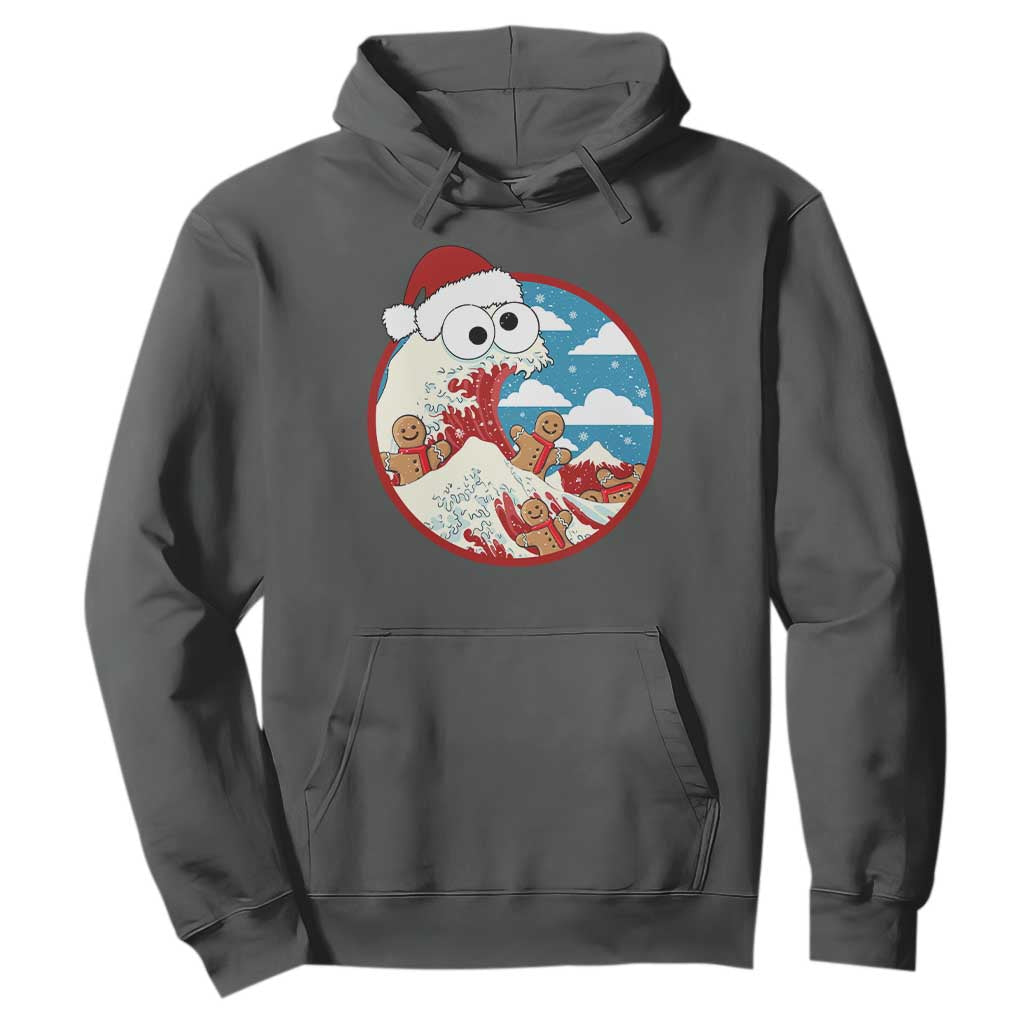 Funny Christmas Hoodie Santa Tsunami Is Eating Ginger Bread Xmas TS11 Dark Heather Print Your Wear