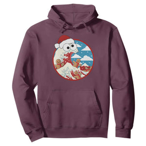 Funny Christmas Hoodie Santa Tsunami Is Eating Ginger Bread Xmas TS11 Maroon Print Your Wear