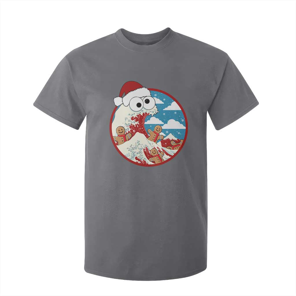 Funny Christmas T Shirt For Kid Santa Tsunami Is Eating Ginger Bread Xmas TS11 Charcoal Print Your Wear