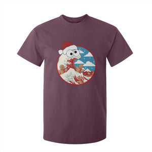 Funny Christmas T Shirt For Kid Santa Tsunami Is Eating Ginger Bread Xmas TS11 Maroon Print Your Wear