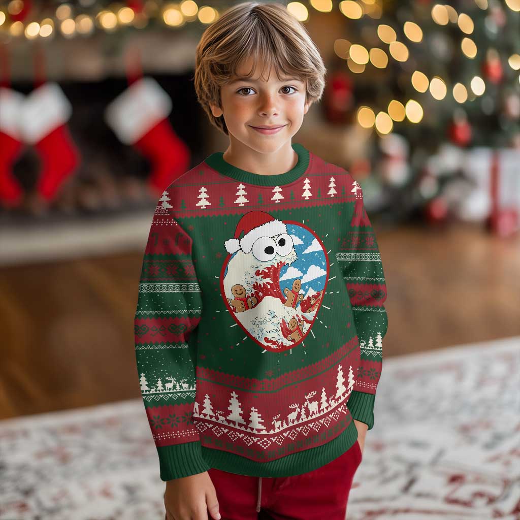 Funny Xmas Ugly Christmas Sweater Santa Tsunami Is Eating Ginger Bread Xmas TS11 Christmas Print Your Wear