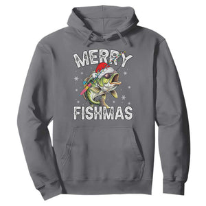 Funny Christmas Fishing Hoodie Merry Fishmas Bass Fish Rod TS11 Charcoal Print Your Wear