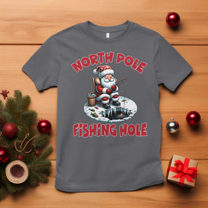 Funny Christmas Fishing T Shirt North Pole Fishing Hole Cute Santa TS11 Charcoal Print Your Wear