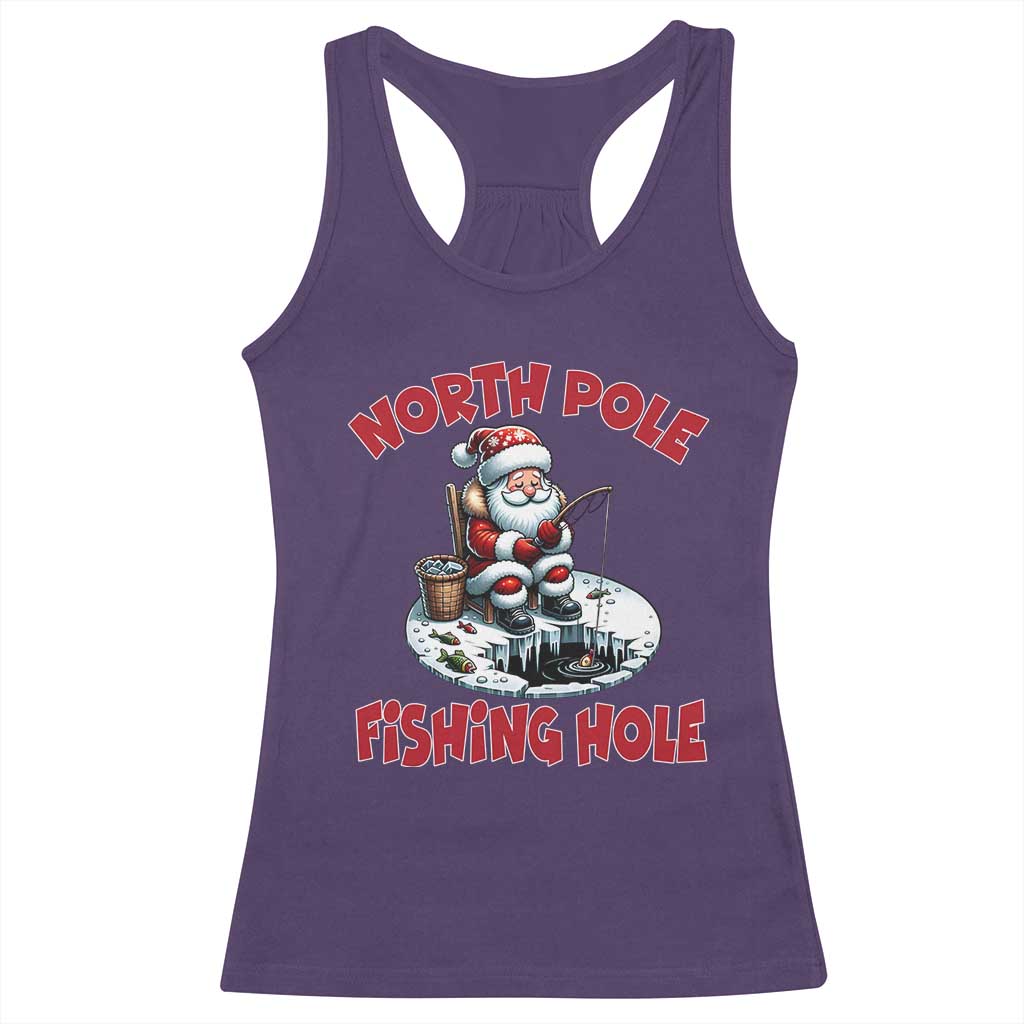 Funny Christmas Fishing Racerback Tank Top North Pole Fishing Hole Cute Santa TS11 Purple Print Your Wear