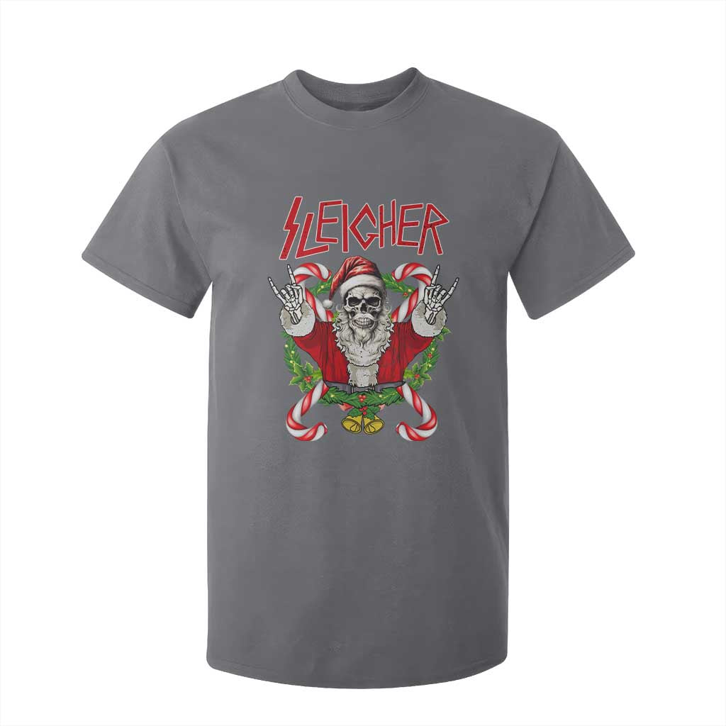 Christmas Heavy Metal T Shirt For Kid Sleigher Skeleton Santa Xmas Wreath TS11 Charcoal Print Your Wear