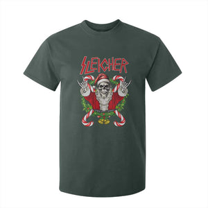 Christmas Heavy Metal T Shirt For Kid Sleigher Skeleton Santa Xmas Wreath TS11 Dark Forest Green Print Your Wear