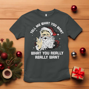 Funny Christmas Santa T Shirt Tell Me What You Want What You Really Really Want TS11 Dark Heather Print Your Wear
