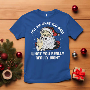 Funny Christmas Santa T Shirt Tell Me What You Want What You Really Really Want TS11 Royal Blue Print Your Wear
