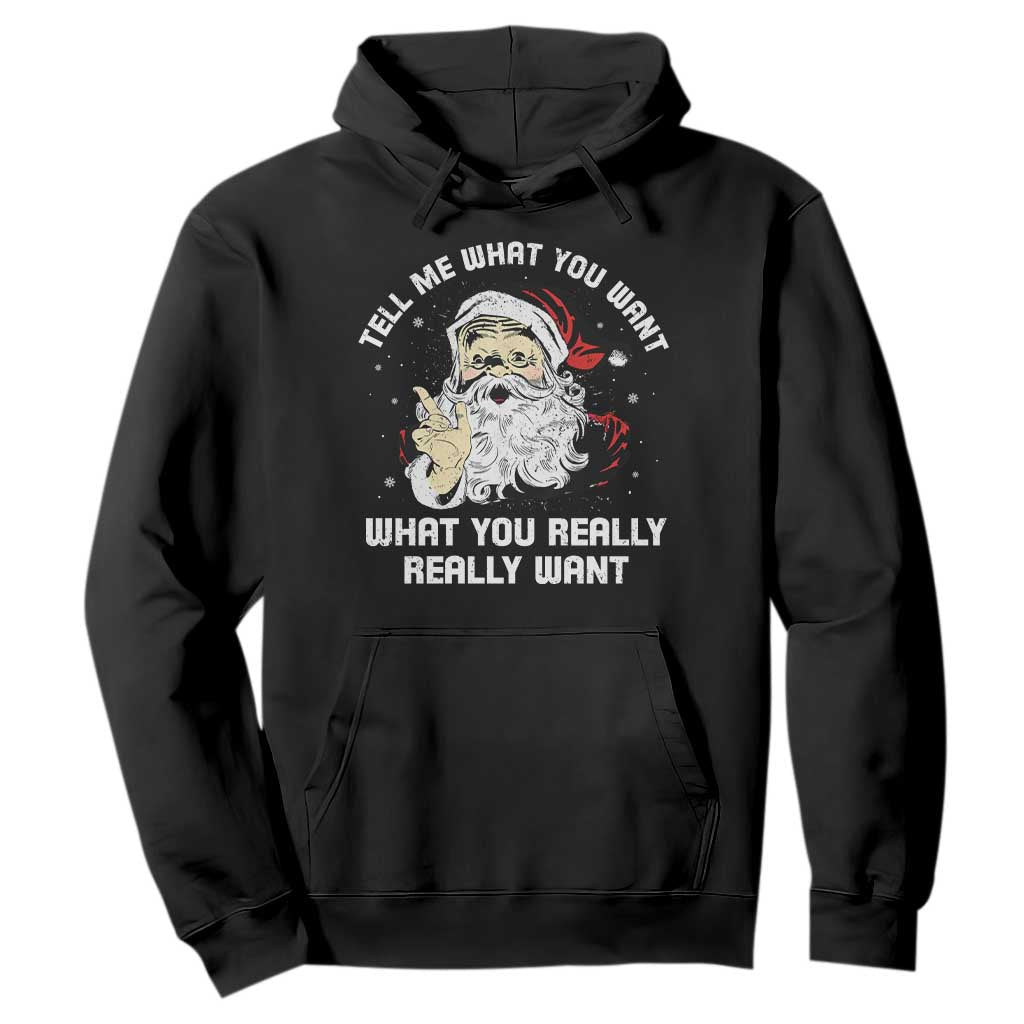 Funny Christmas Santa Hoodie Tell Me What You Want What You Really Really Want TS11 Black Print Your Wear