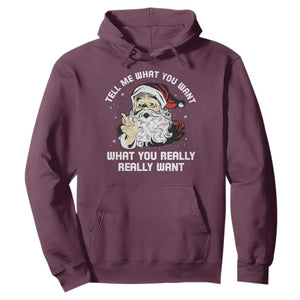 Funny Christmas Santa Hoodie Tell Me What You Want What You Really Really Want TS11 Maroon Print Your Wear