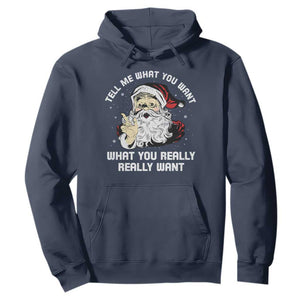 Funny Christmas Santa Hoodie Tell Me What You Want What You Really Really Want TS11 Navy Print Your Wear
