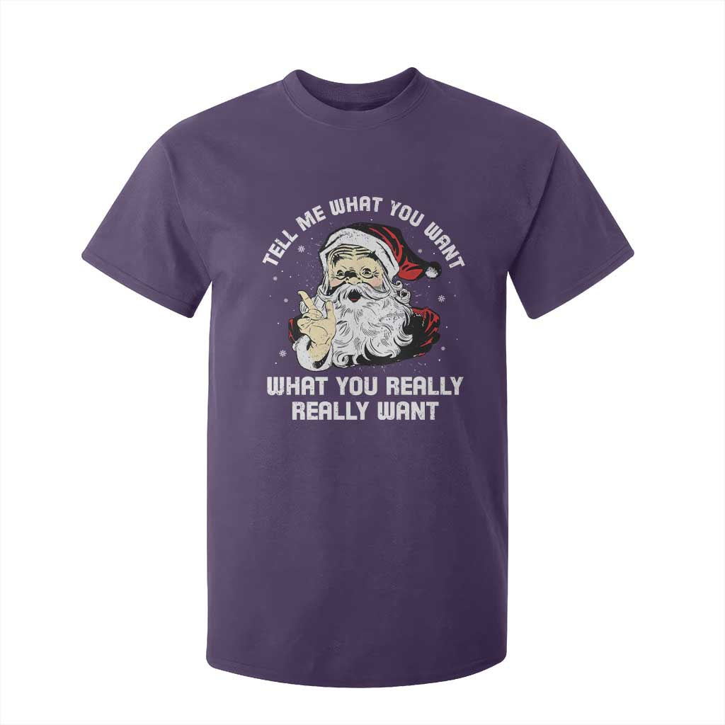 Funny Christmas Santa T Shirt For Kid Tell Me What You Want What You Really Really Want TS11 Purple Print Your Wear