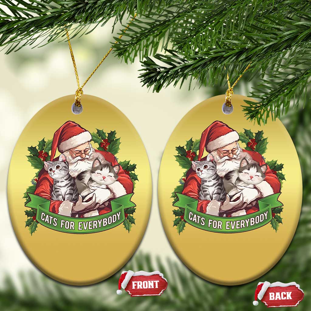 Xmas Cats Owner Christmas Ornament Cats For Everybody Vintage Santa Mistletoe TS11 Oval Gold Print Your Wear
