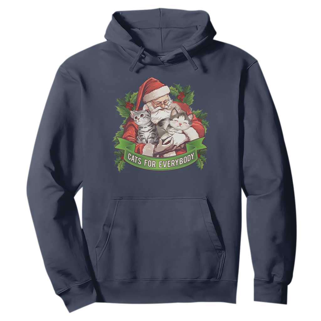 Christmas Cats Owner Hoodie Cats For Everybody Vintage Santa Mistletoe TS11 Navy Print Your Wear