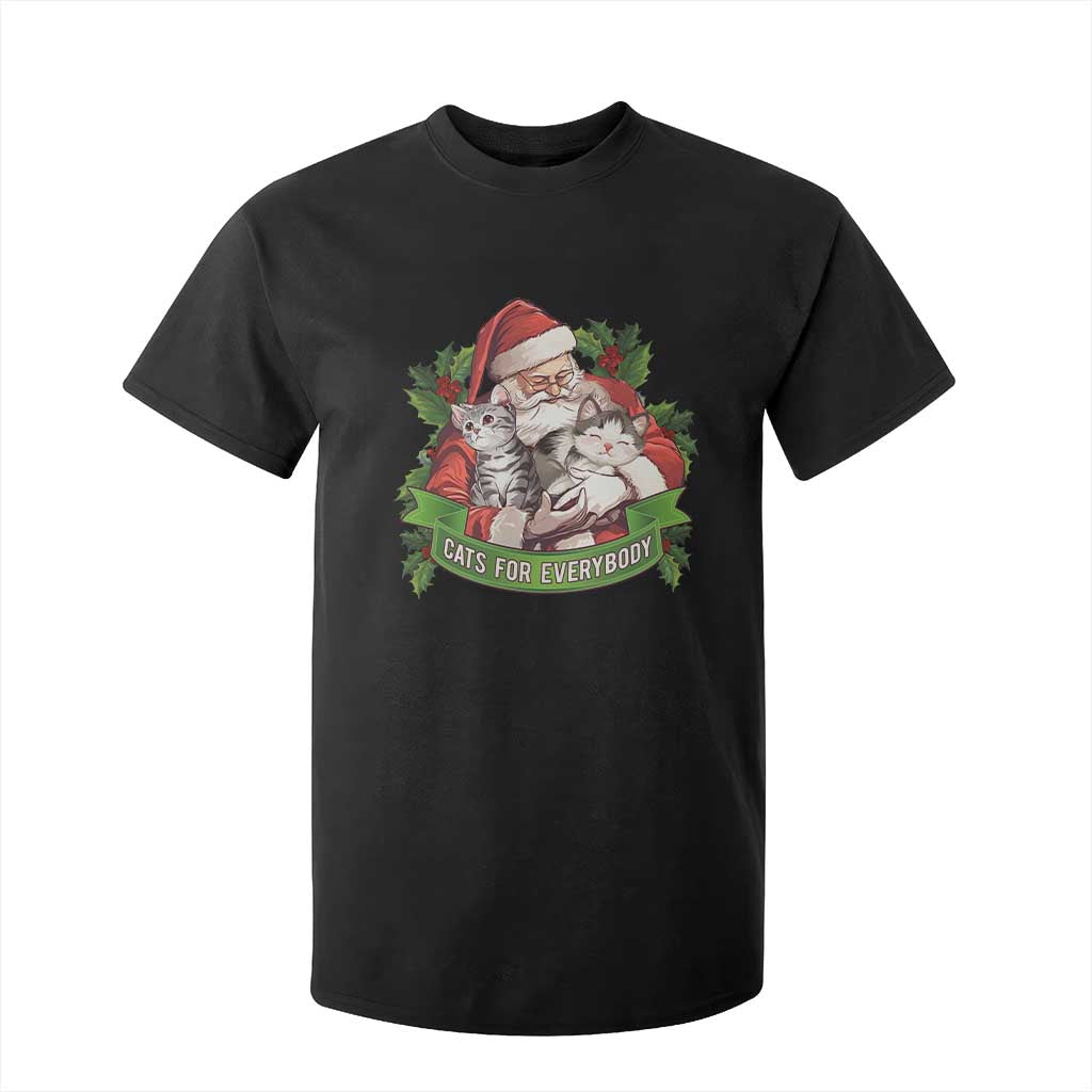 Christmas Cats Owner T Shirt For Kid Cats For Everybody Vintage Santa Mistletoe TS11 Black Print Your Wear