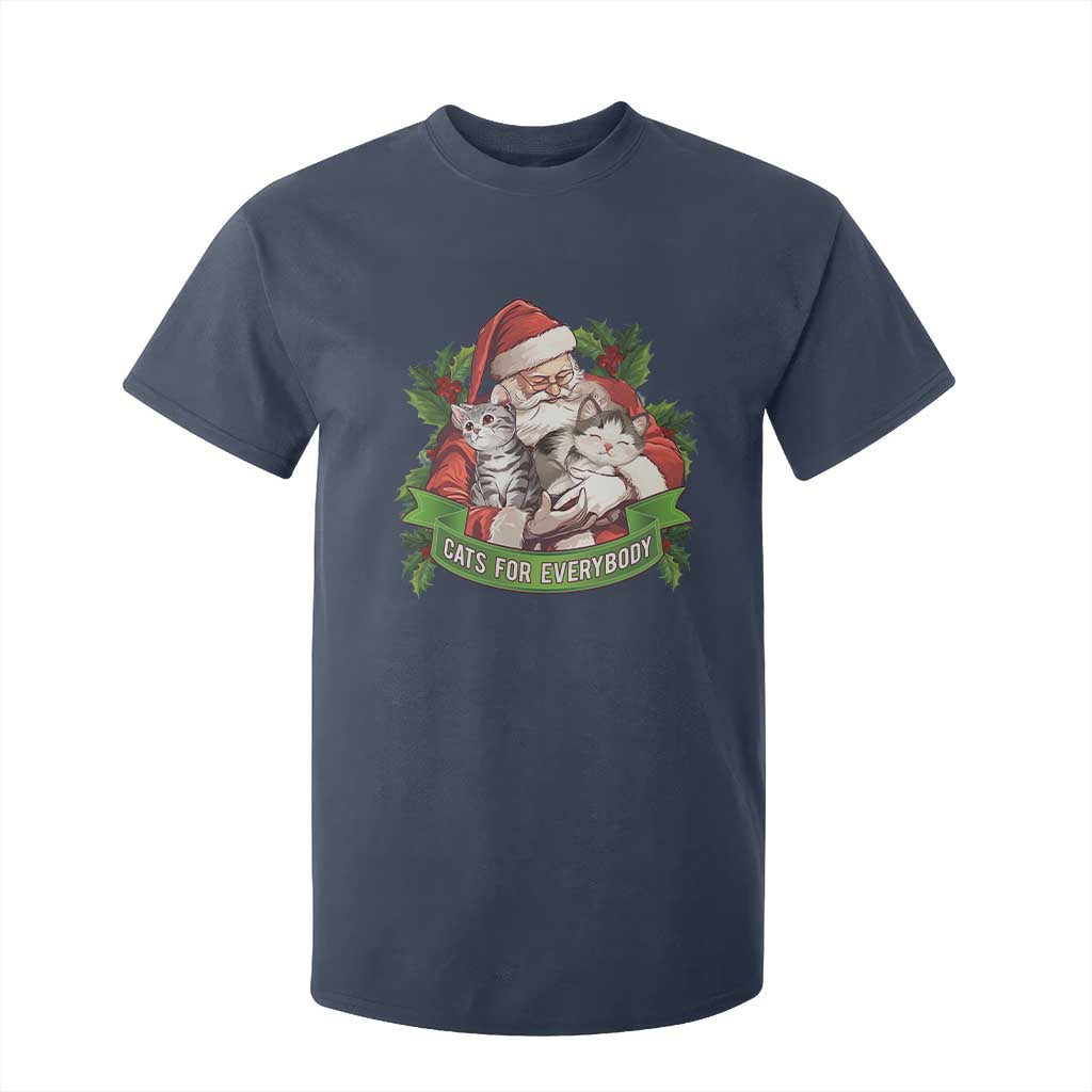 Christmas Cats Owner T Shirt For Kid Cats For Everybody Vintage Santa Mistletoe TS11 Navy Print Your Wear