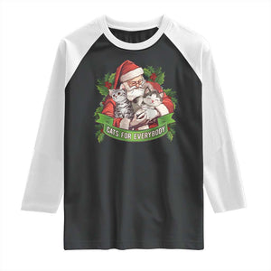 Christmas Cats Owner Raglan Shirt Cats For Everybody Vintage Santa Mistletoe TS11 Black White Print Your Wear